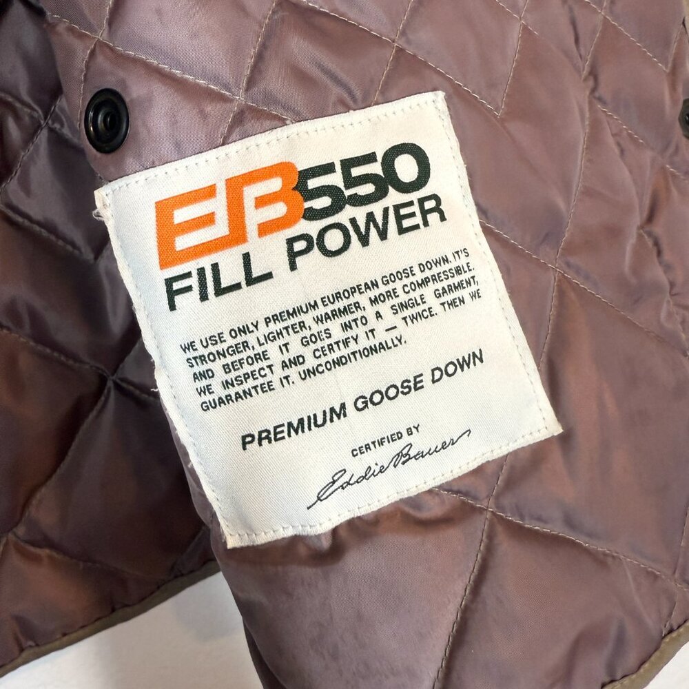 Eddie Bauer Goose Down Puffer Jacket Large Brown Quilted Outdoor Gorpcore - Picture 8 of 9